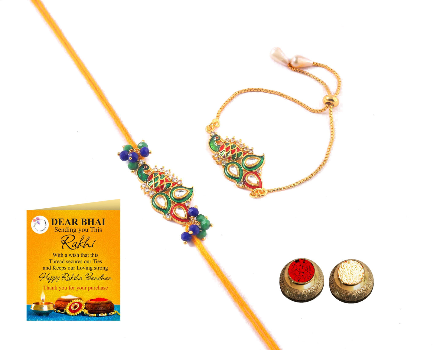Tanusha Jewels Designer Bhaiya & Bhabhi Rakhi Set / Lumba Rakhi / Rakhi Set / Set Of 2