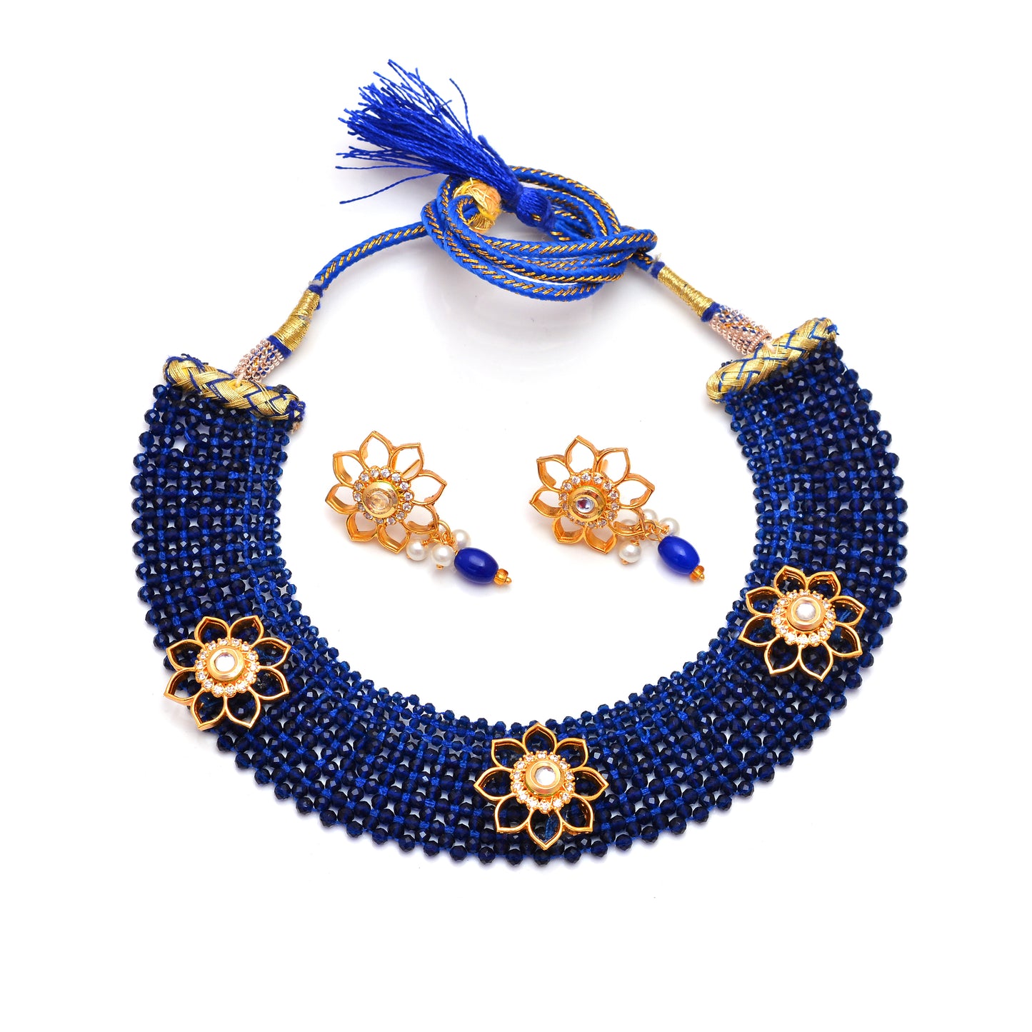 Tanusha Jewels Gold Plated Crystal Choker Set For Womens & Girls