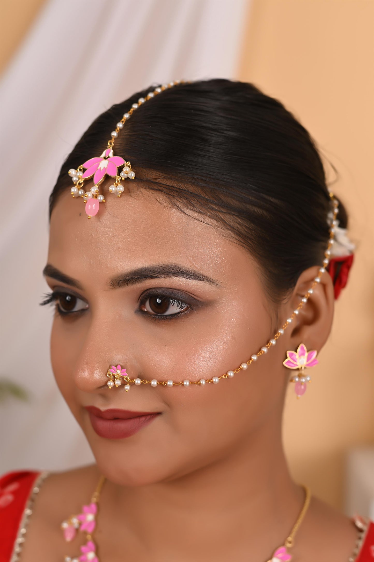 Tanusha Jewels Floral Meenakari Necklace Set for Women, Jewellery Set (Set of 5)