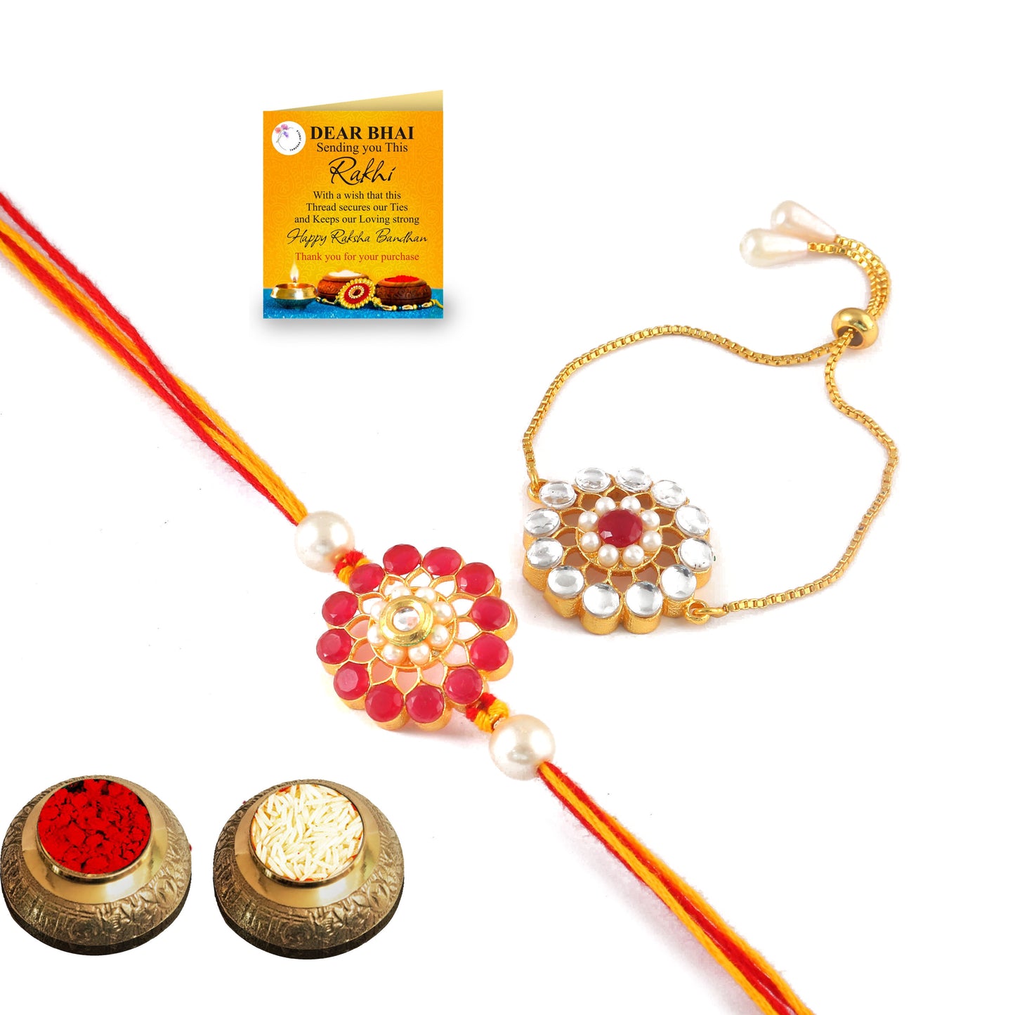 Tanusha Jewels Designer Bhaiya & Bhabhi Rakhi Set