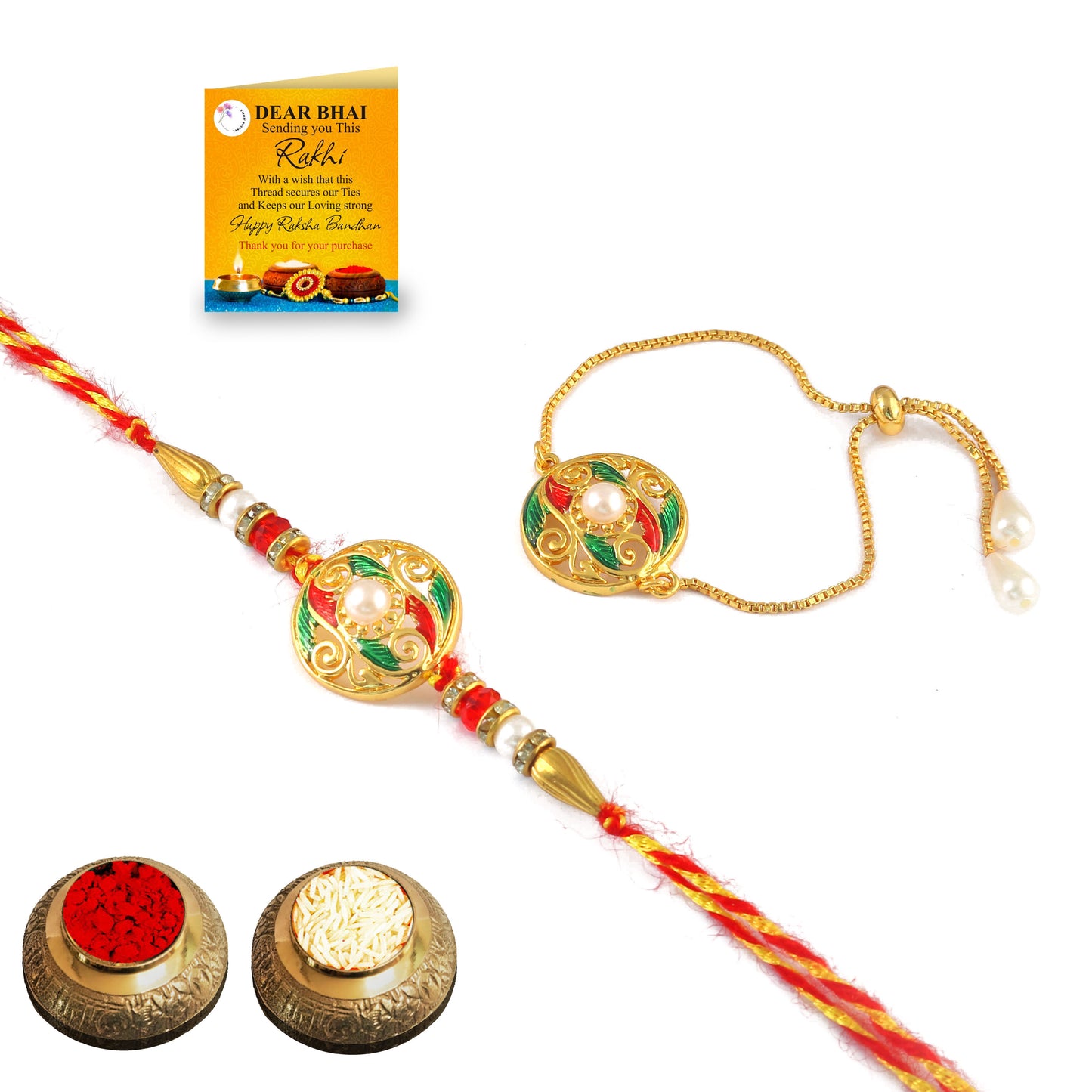 Tanusha Jewels Bhaiya Bhabhi Rakhi Set