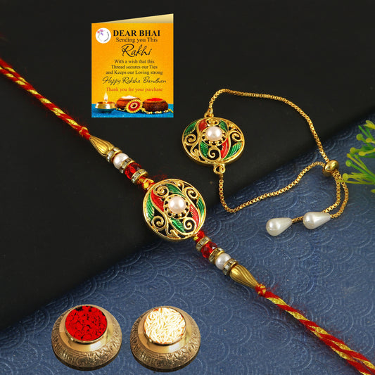 Tanusha Jewels Bhaiya Bhabhi Rakhi Set