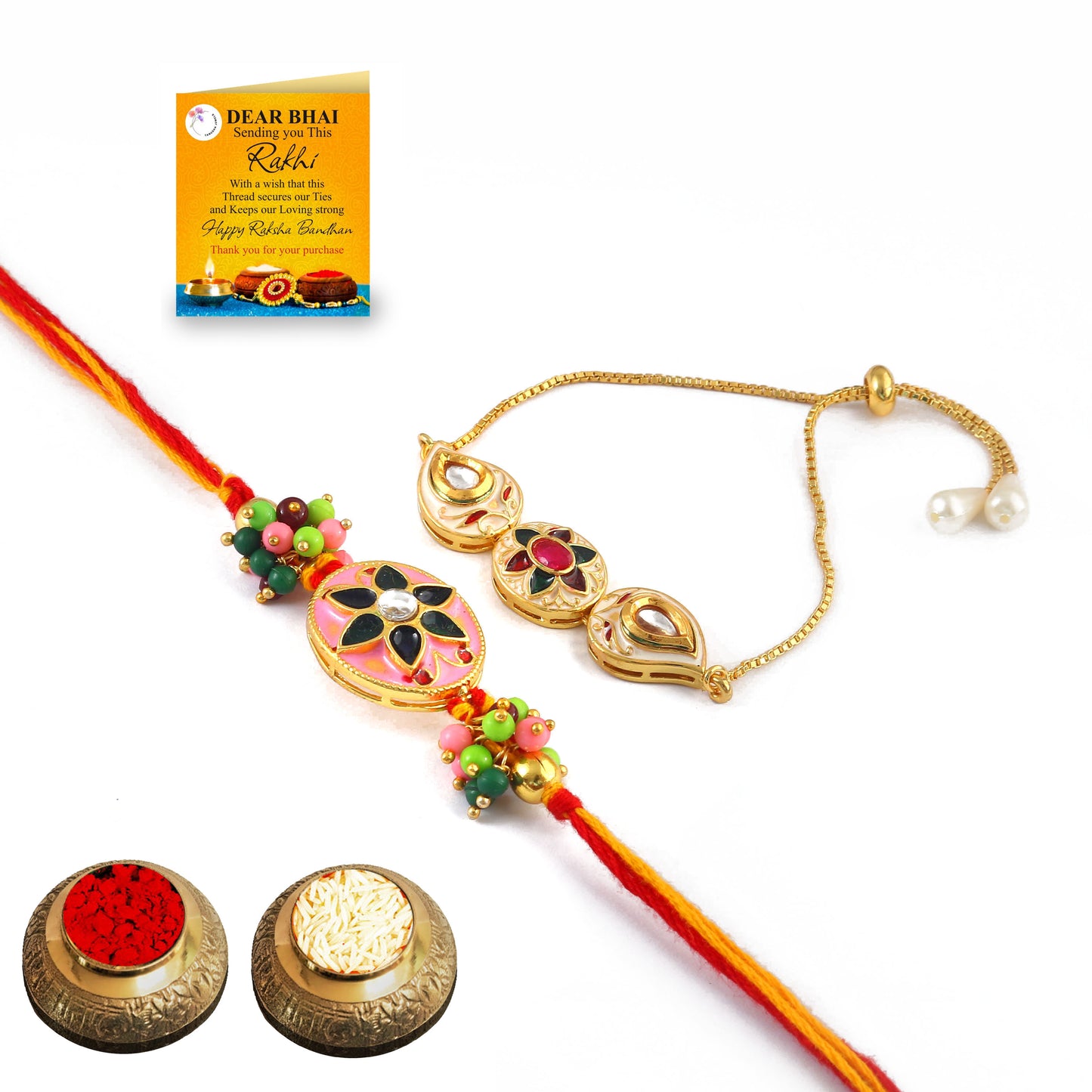 Tanusha Jewels Bhaiya Bhabhi Rakhi Set