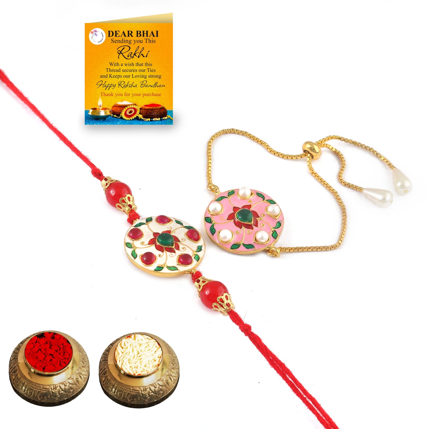 Tanusha Jewels Designer Bhaiya Bhabhi Rakhi Set