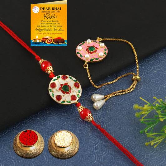 Tanusha Jewels Designer Bhaiya Bhabhi Rakhi Set