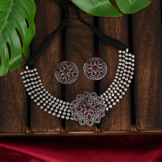 Tanusha Jewels Beautiful Floral Choker Jewel Set For Womens / Necklace Set / Indian Jewellery / Handmade Jewellery / Choker Set