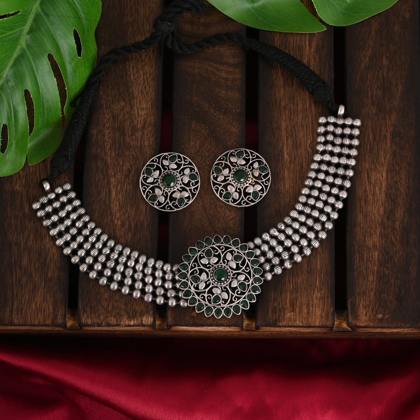 Tanusha Jewels Oxidised Choker Set For Womens