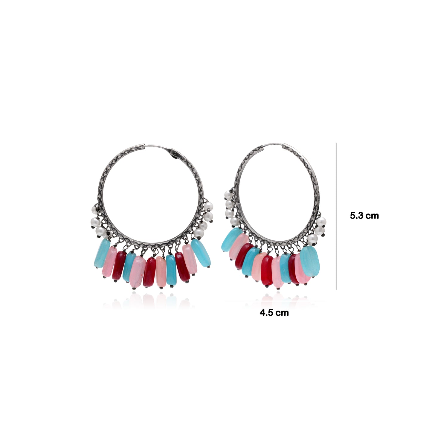 Tanusha Jewels Oxidised Hoop Earrings for Womens & Girls (Multicolour)