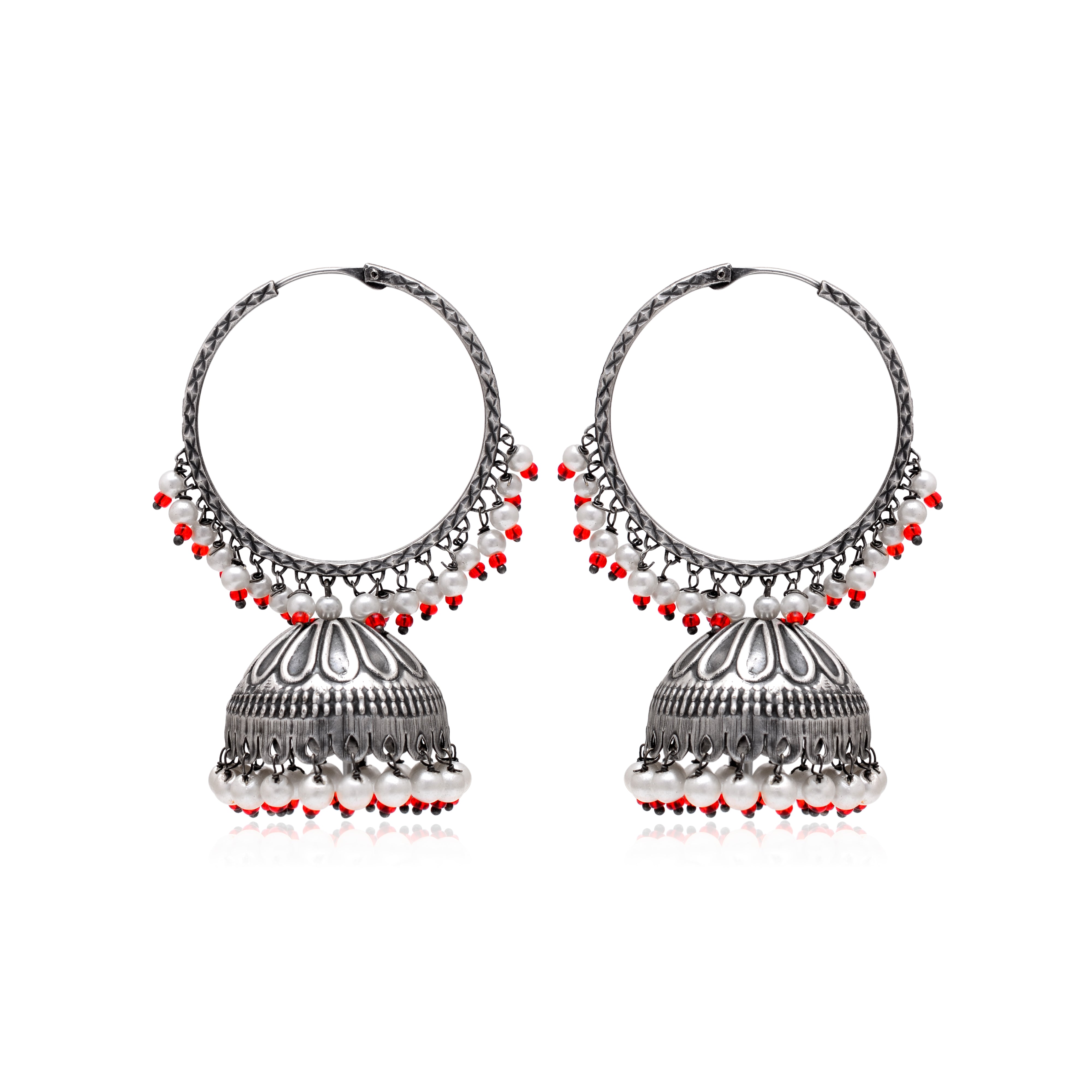 Buy Silver Coloured Oxidised Hoop Earrings Online - W for Woman