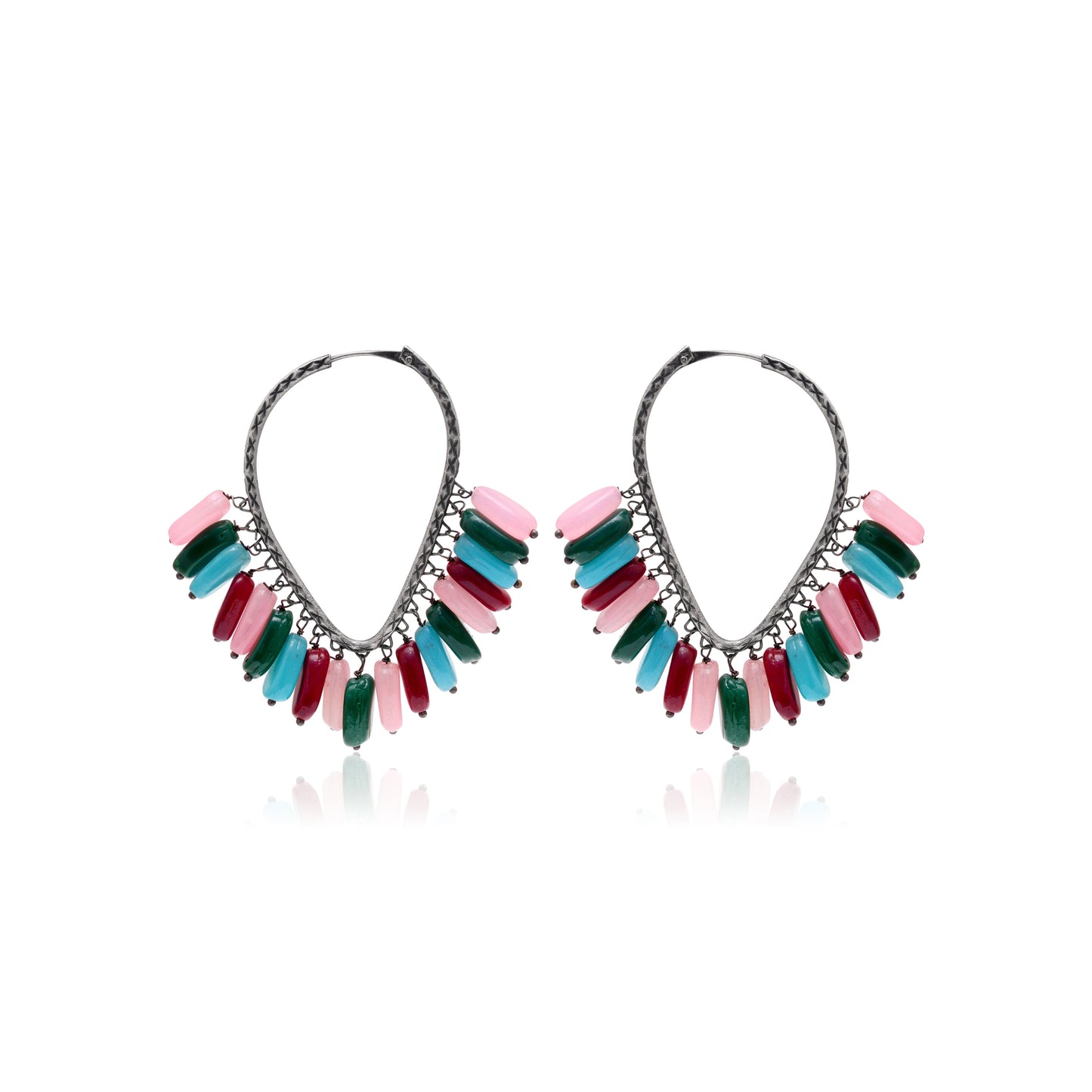 Tanusha Jewels Oxidised Hoop Earrings for Womens (Multicolour)