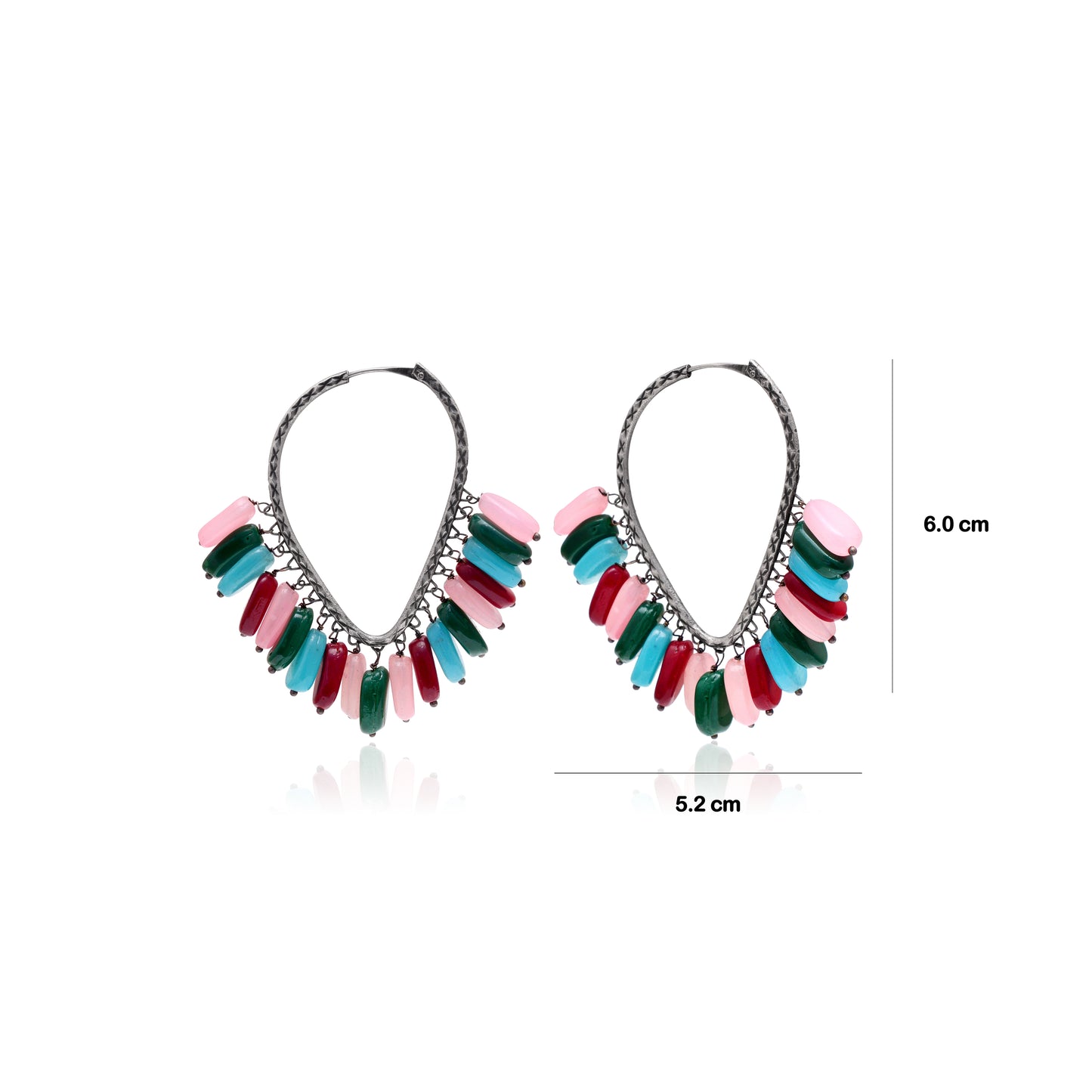 Tanusha Jewels Oxidised Hoop Earrings for Womens (Multicolour)