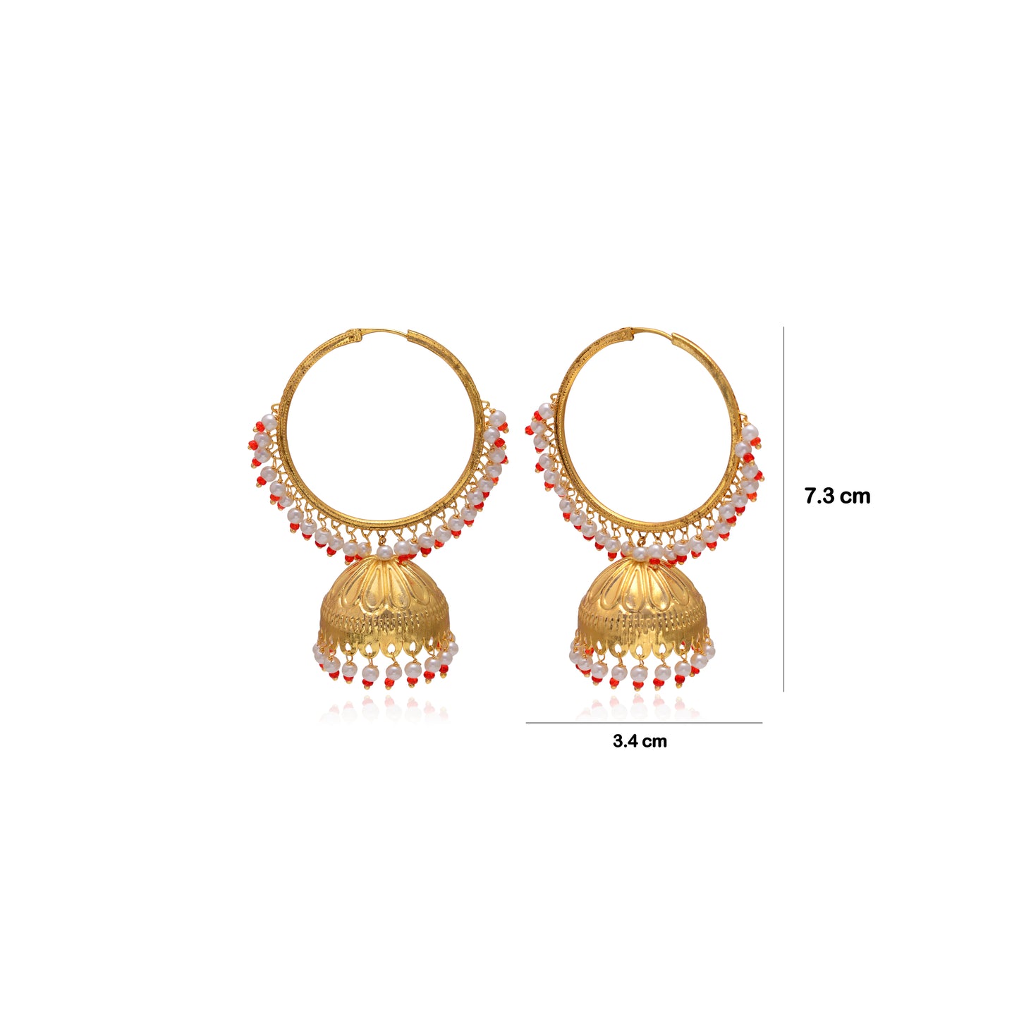 Tanusha Jewels Gold-Plated Pearl Hoop Jhumki Earrings (Gold)