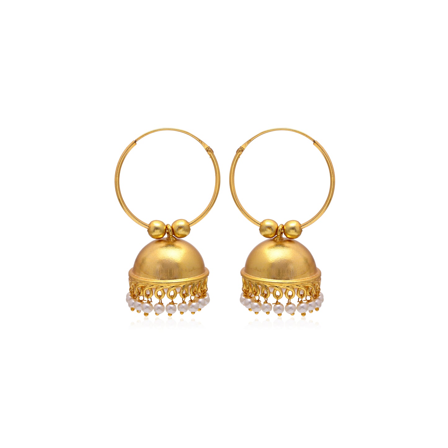 Tanusha Jewels Gold-Plated Hoop Jhumki Earrings (Gold)