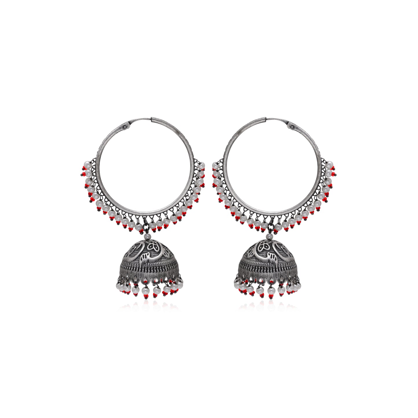 Tanusha Jewels Oxidised Hoop Jhumki Earrings For Womens