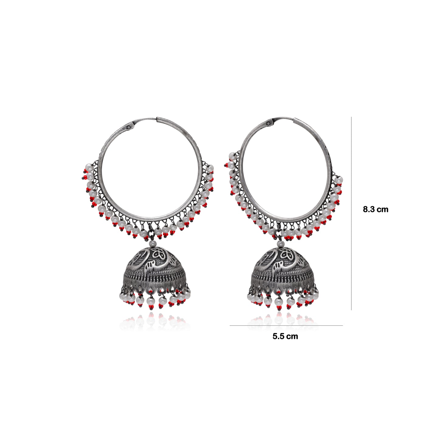 Tanusha Jewels Oxidised Hoop Jhumki Earrings For Womens