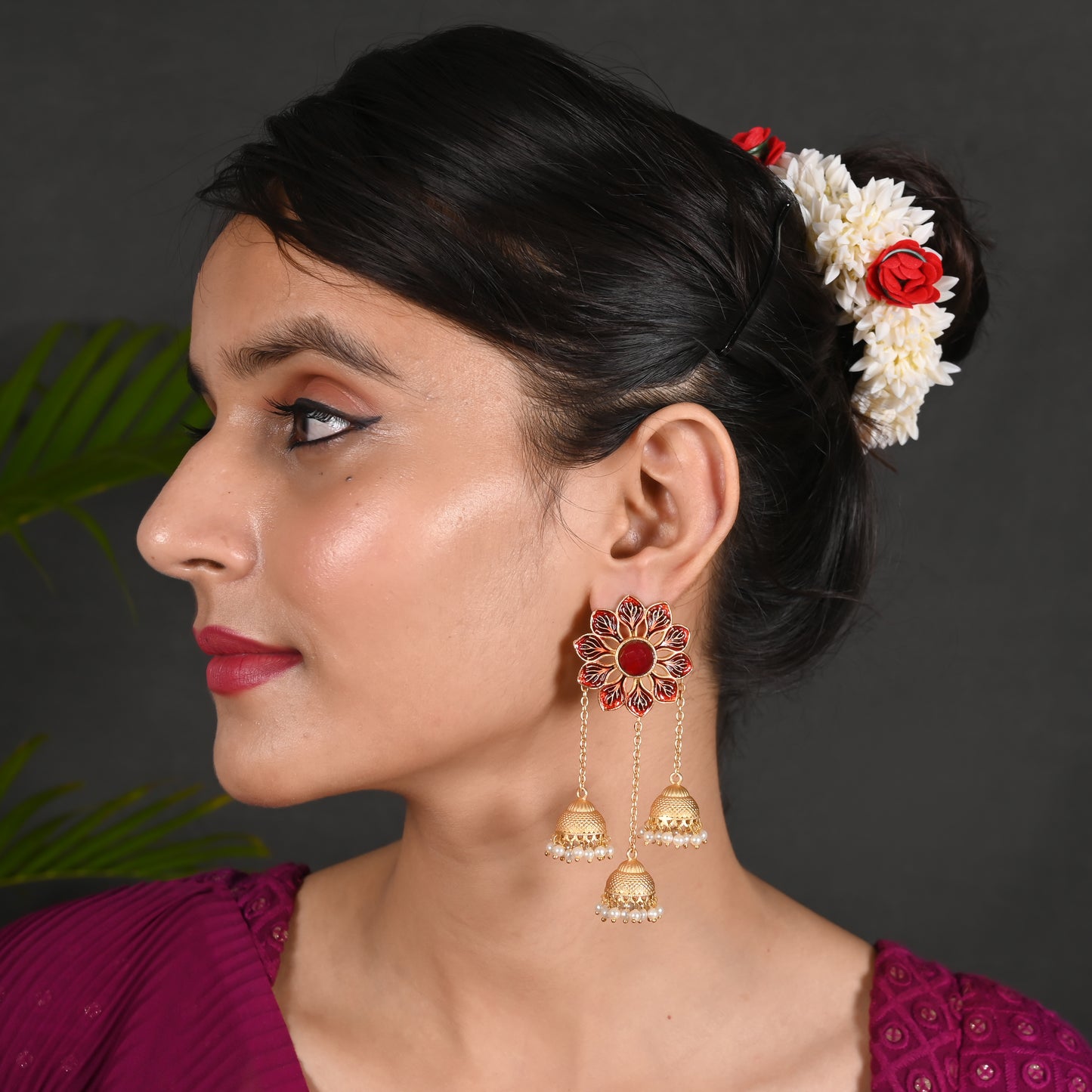 Tanusha Jewels Floral Jhumkis For Womens & Girls