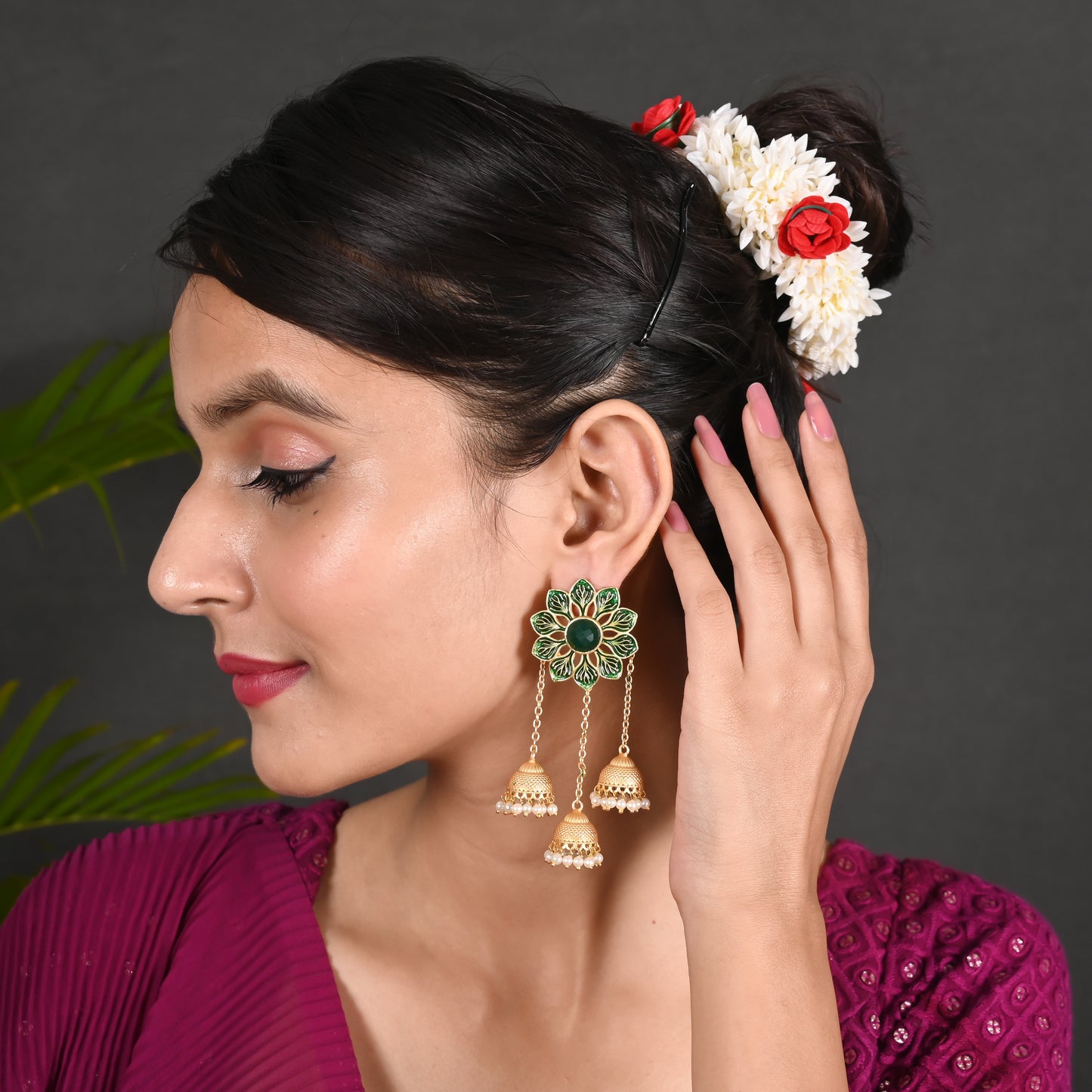 Tanusha Jewels Floral Jhumkis For Womens & Girls