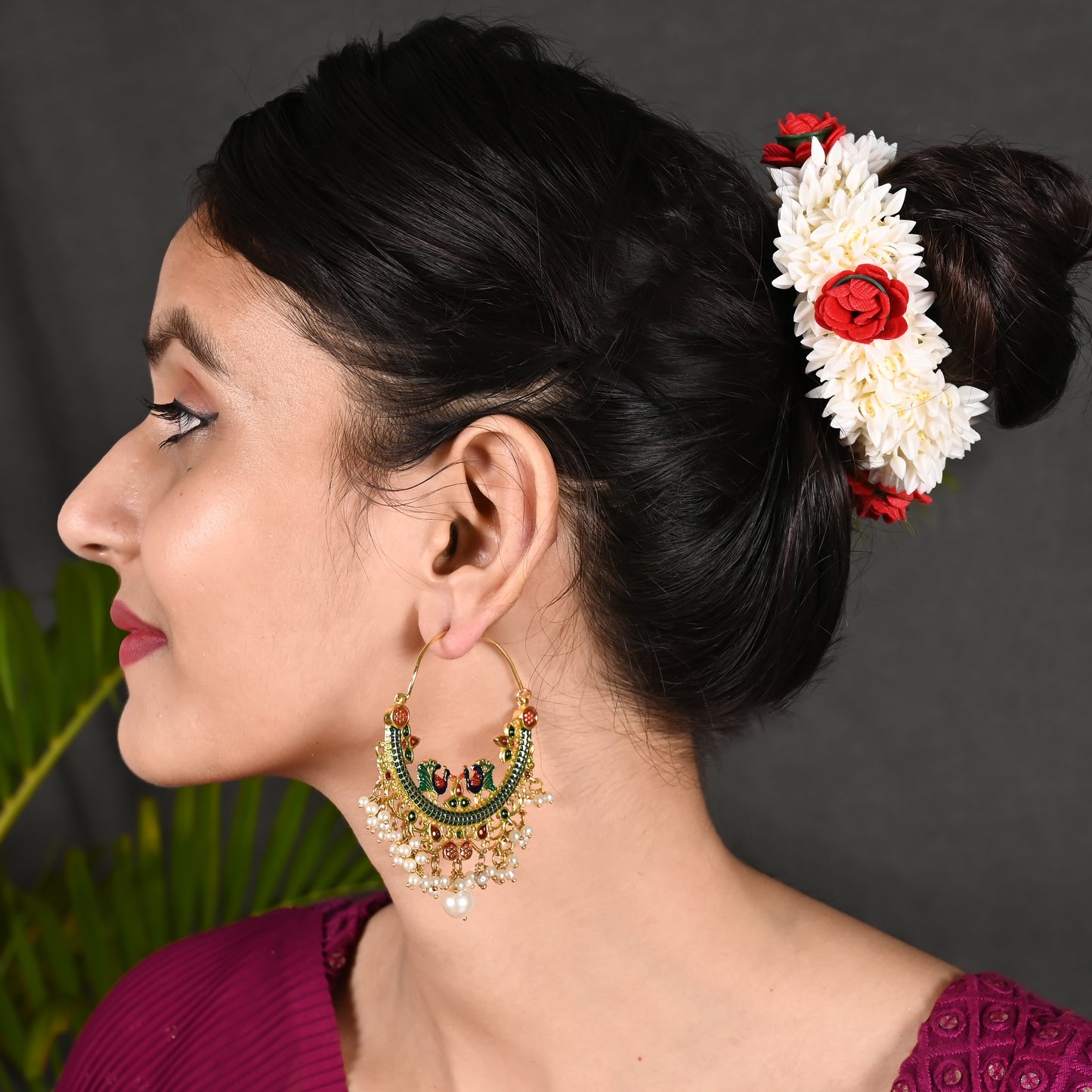 Tanusha Jewels BEAUTIFUL GOLD PLATED CHANDBALI EARINGS Pearl Brass Chandbali Earring