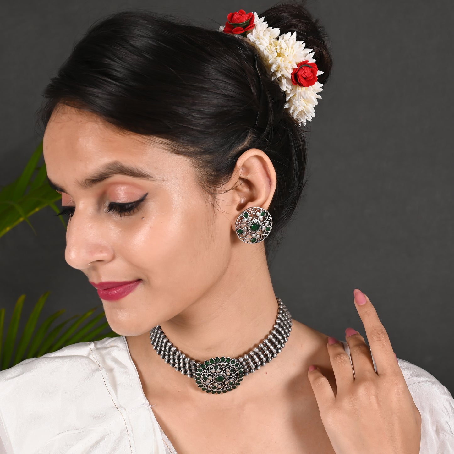 Tanusha Jewels Oxidised Choker Set For Womens