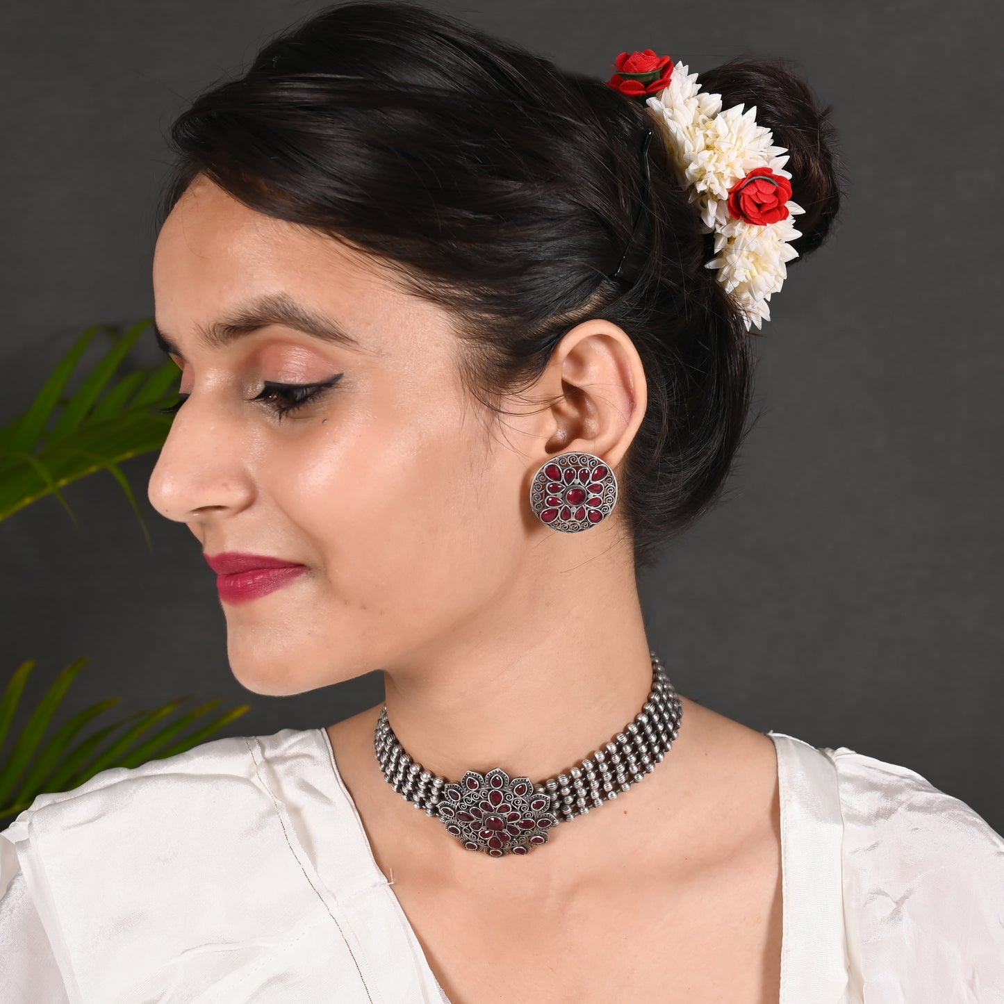 Tanusha Jewels Beautiful Floral Choker Jewel Set For Womens / Necklace Set / Indian Jewellery / Handmade Jewellery / Choker Set