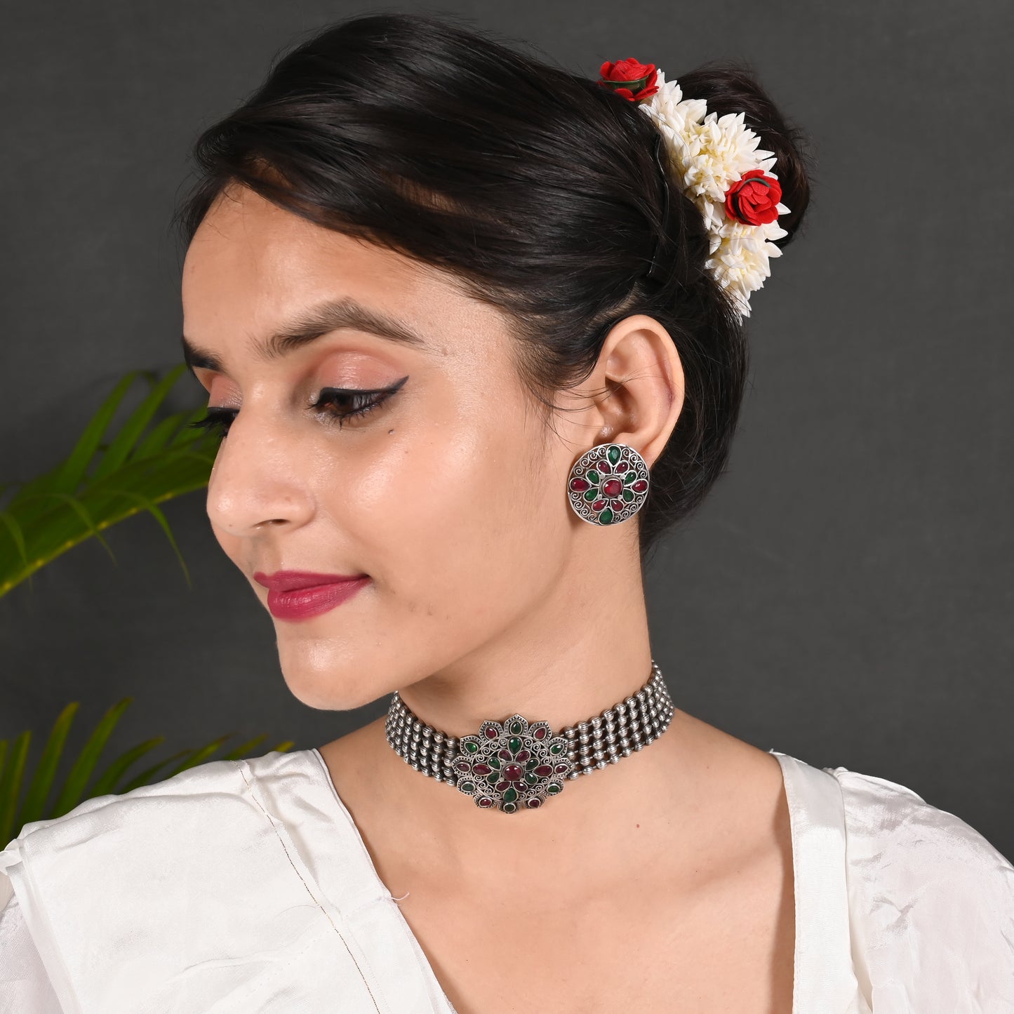 Tanusha Jewels Beautiful Floral Choker Jewel Set For Womens / Necklace Set / Indian Jewellery / Handmade Jewellery / Choker Set