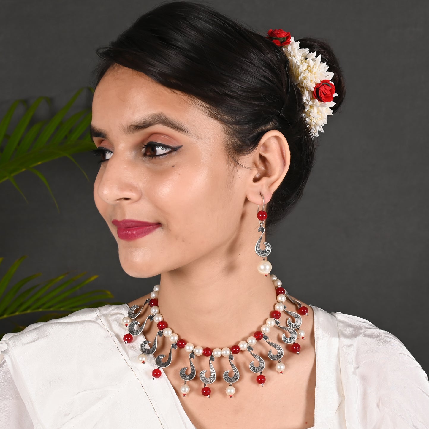 Tanusha Jewels Brass Handmade Pearl Necklace Set For Womens & Girls