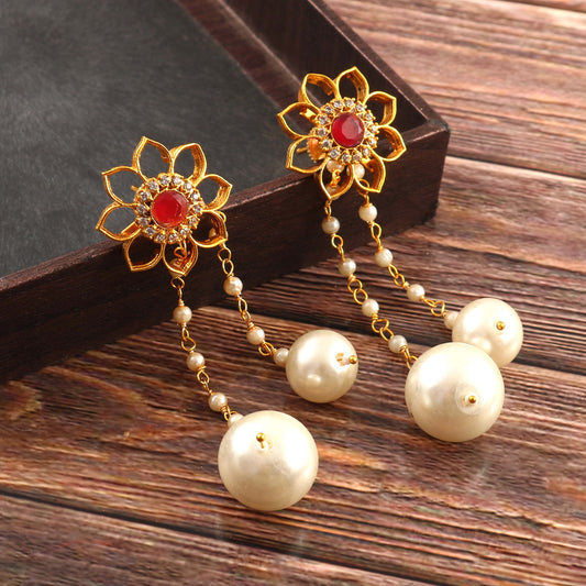 Tanusha Jewels Beautiful Floral 2in1 Drop Earings For Girls & Womens