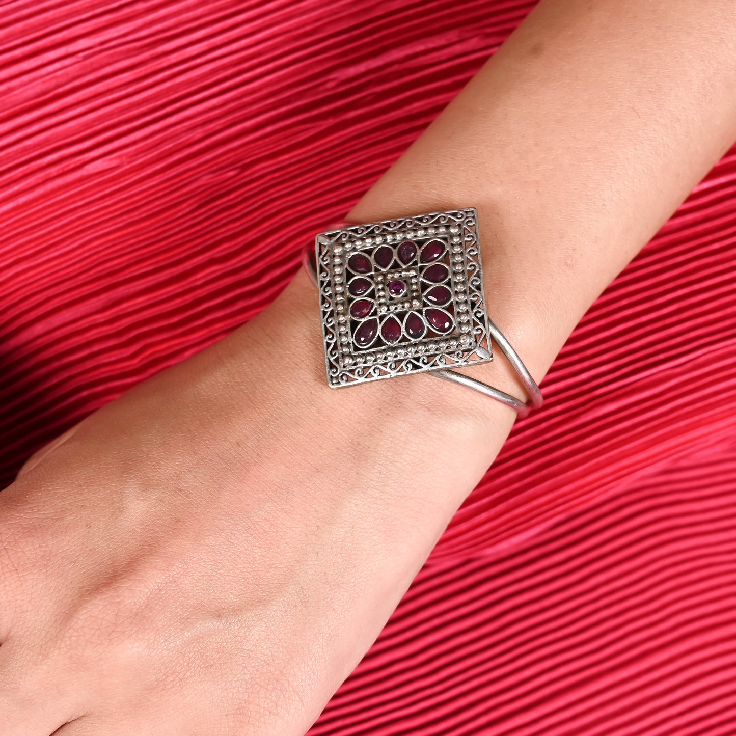 Tanusha Jewels Oxidised Square Bangles with Adjustable Size