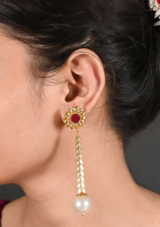 Tanusha Jewels Simple & Elegant Gold Plated Drop Earrings For Womens