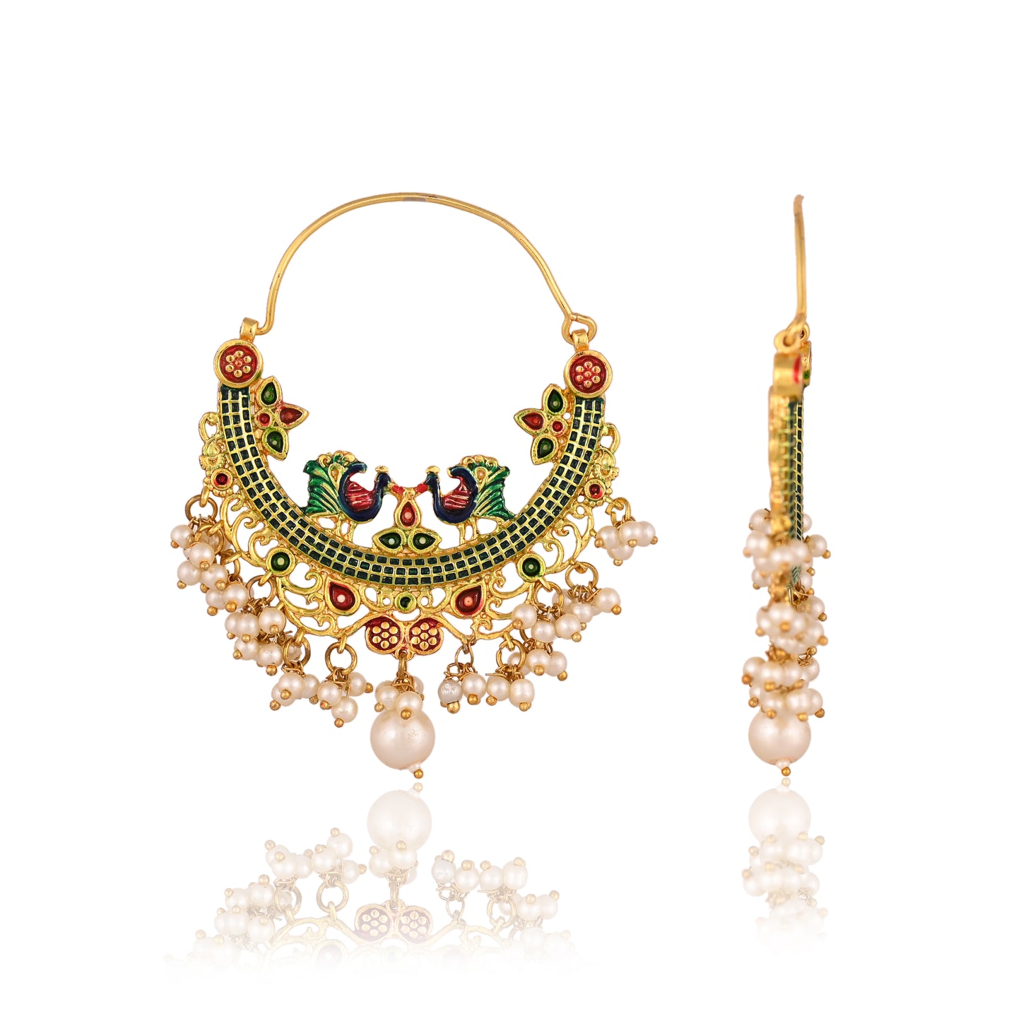 Tanusha Jewels BEAUTIFUL GOLD PLATED CHANDBALI EARINGS Pearl Brass Chandbali Earring