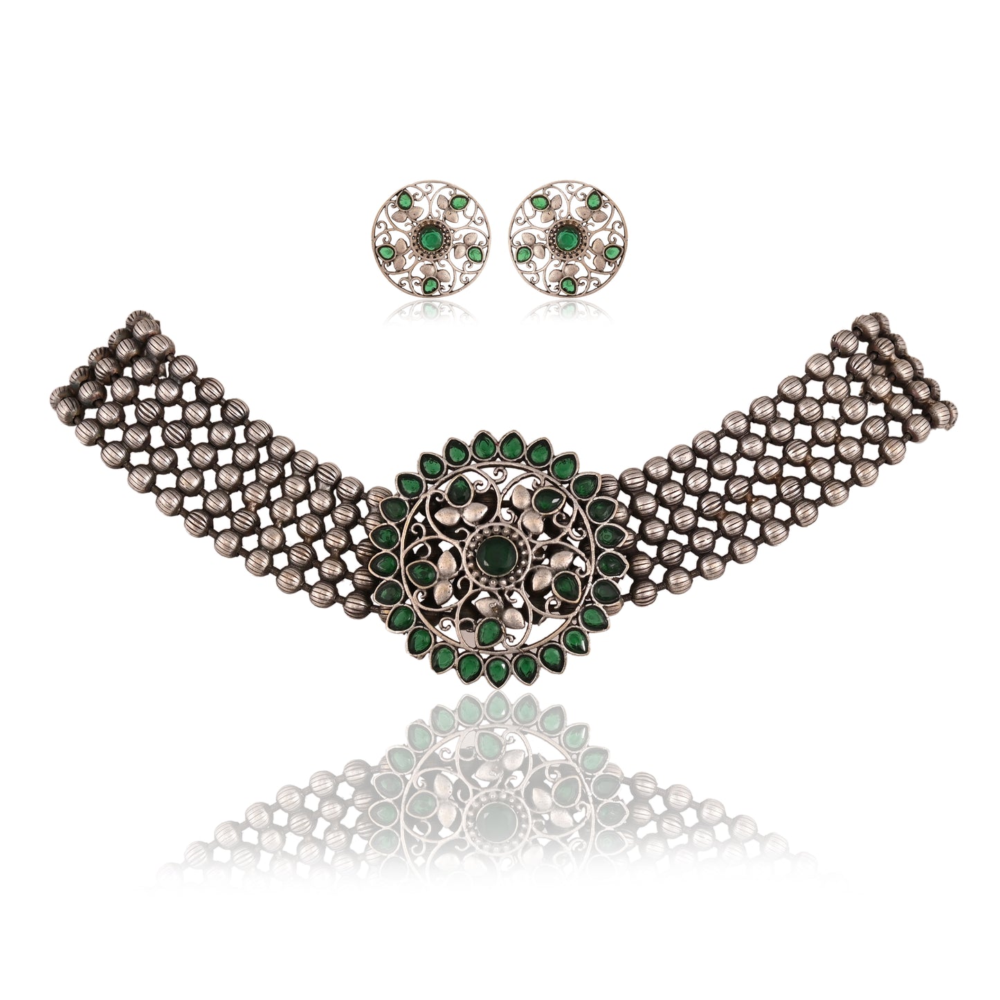 Tanusha Jewels Oxidised Choker Set For Womens