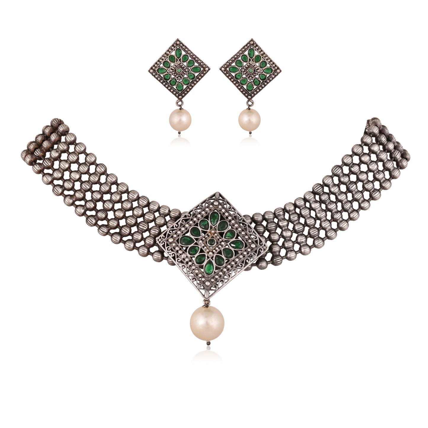 Tanusha Jewels Beautiful Square Choker Jewel Set For Womens