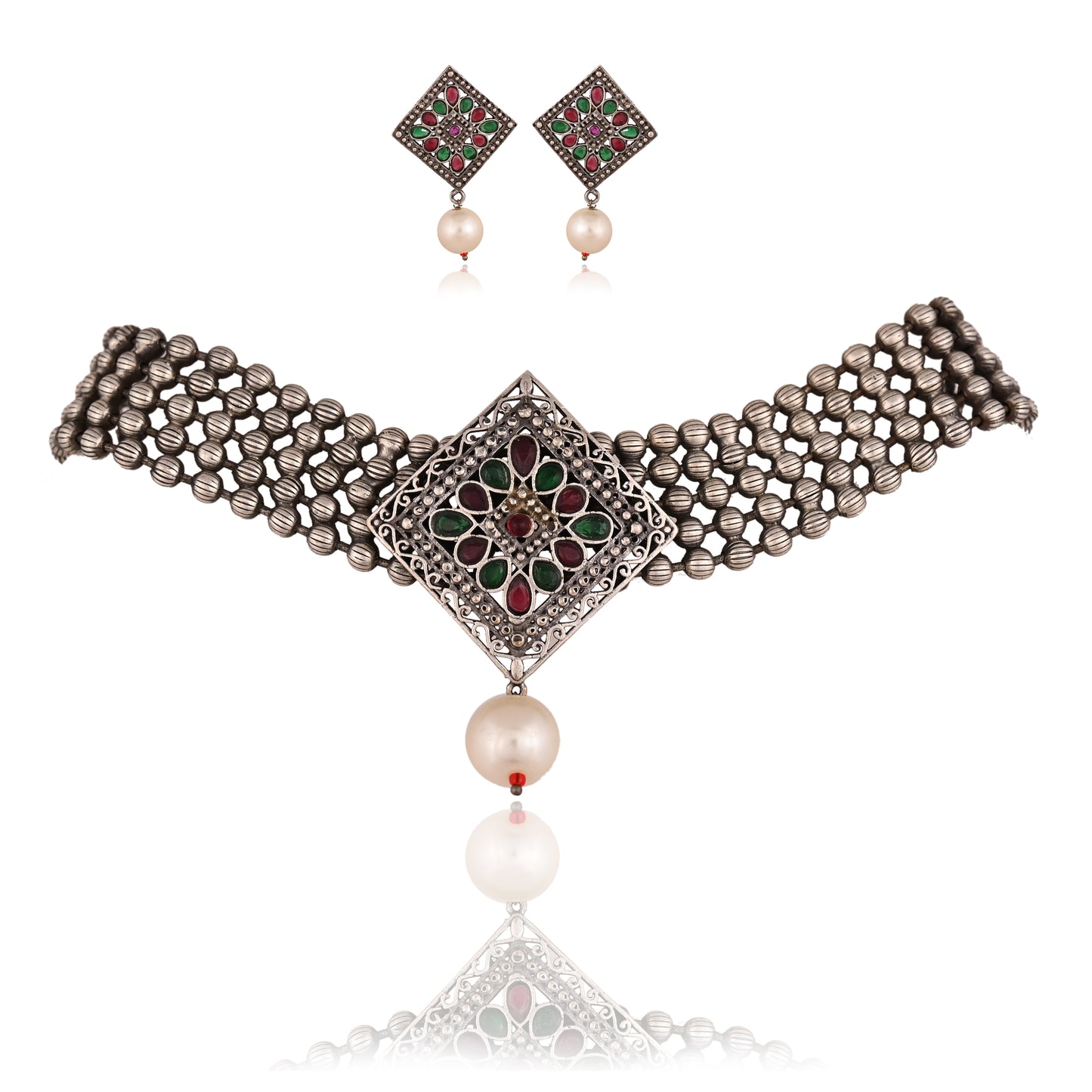 Tanusha Jewels Beautiful Square Choker Jewel Set For Womens