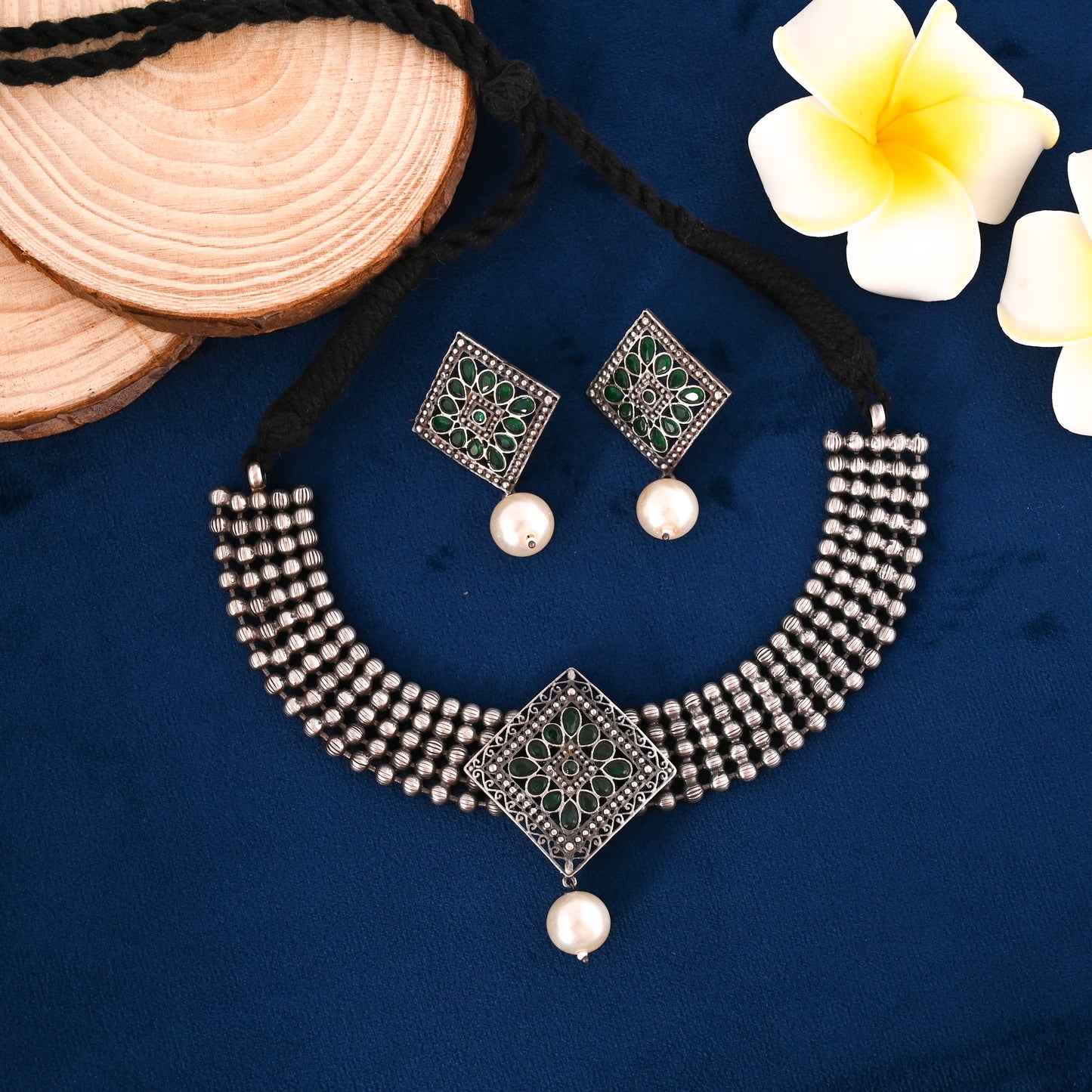 Tanusha Jewels Beautiful Square Choker Jewel Set For Womens