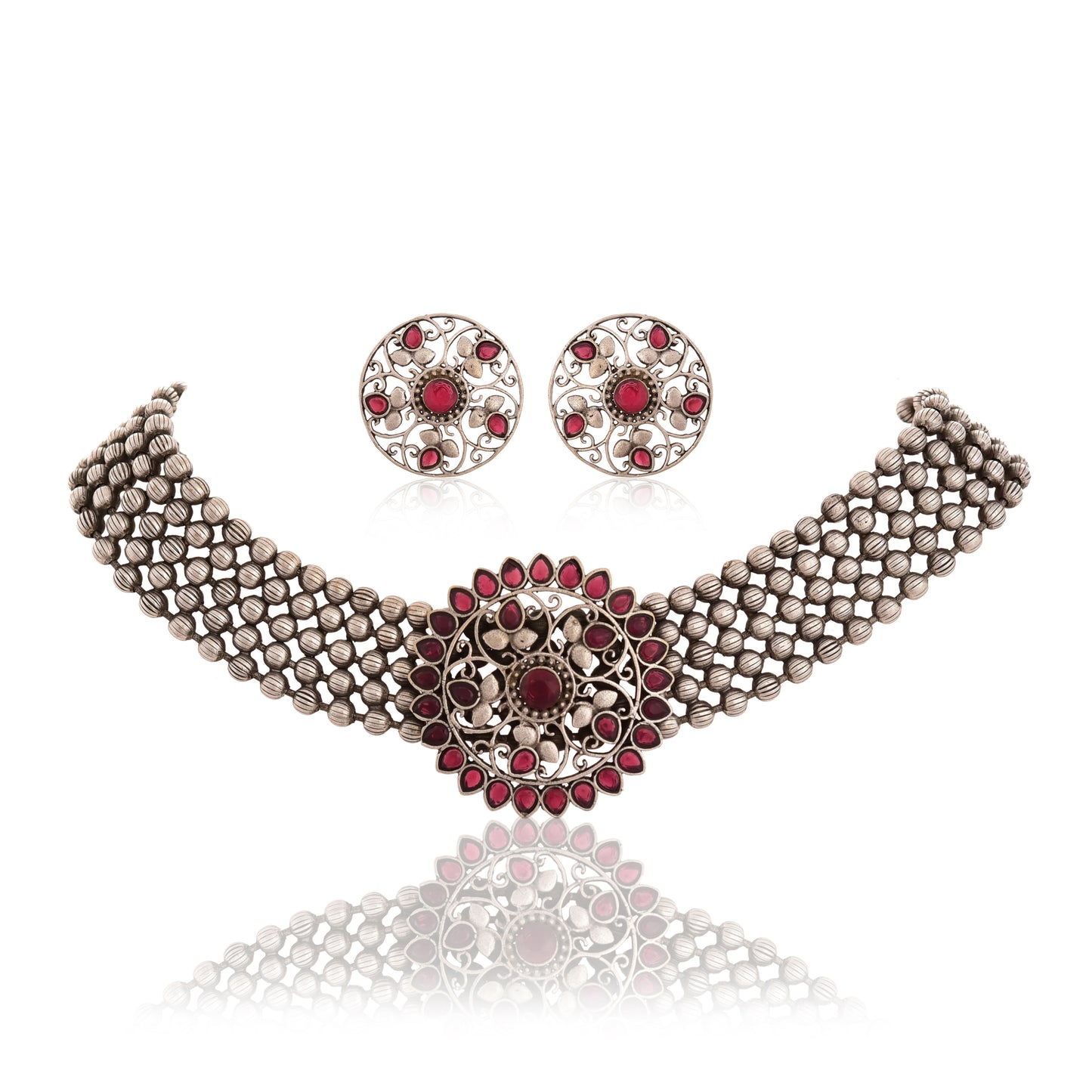 Tanusha Jewels Oxidised Choker Set For Womens