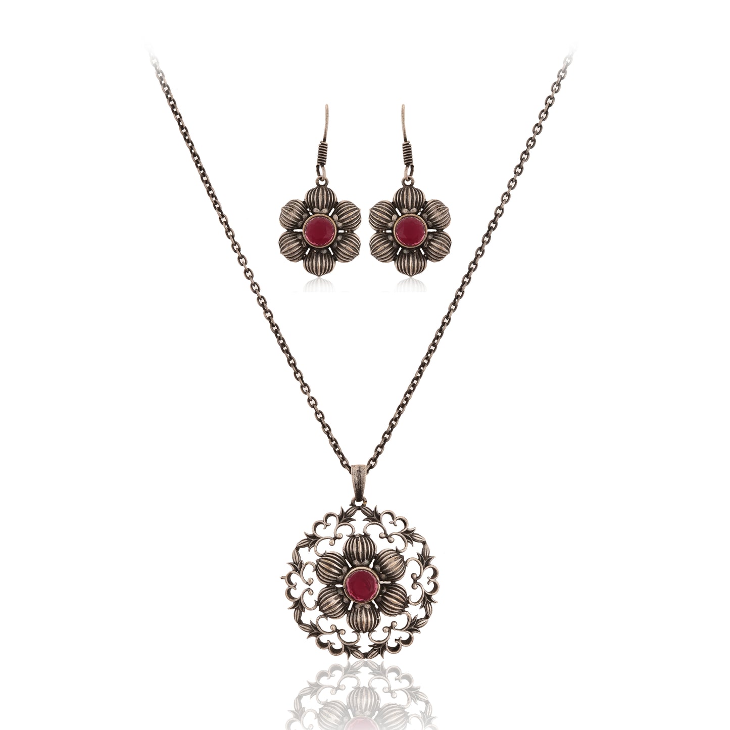 Tanusha Jewels Oxidised Brass Adjustable Pendent set for womens & Girls