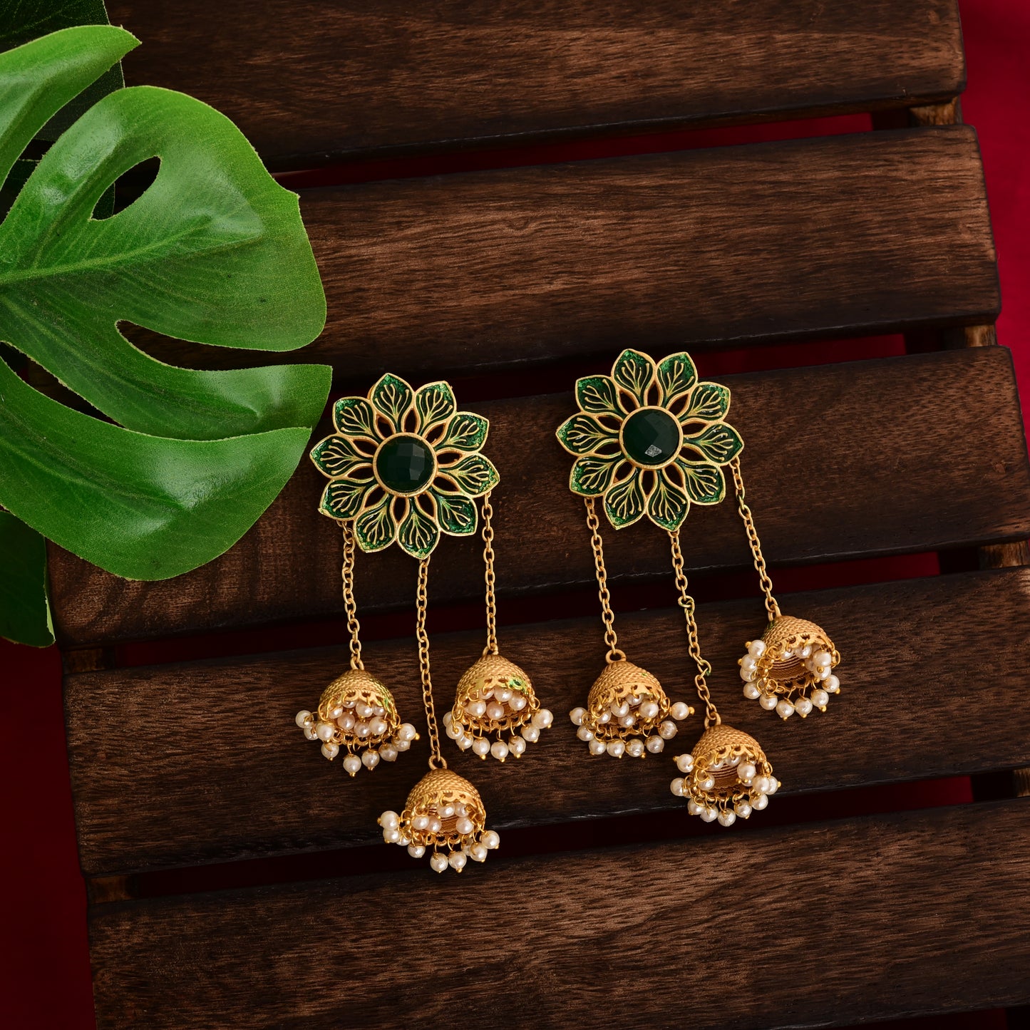 Tanusha Jewels Floral Jhumkis For Womens & Girls