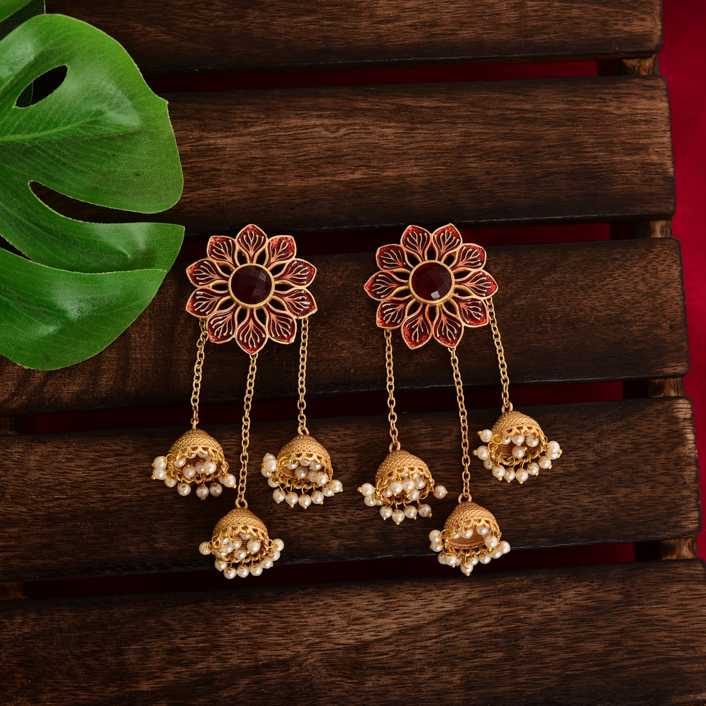 Tanusha Jewels Floral Jhumkis For Womens & Girls