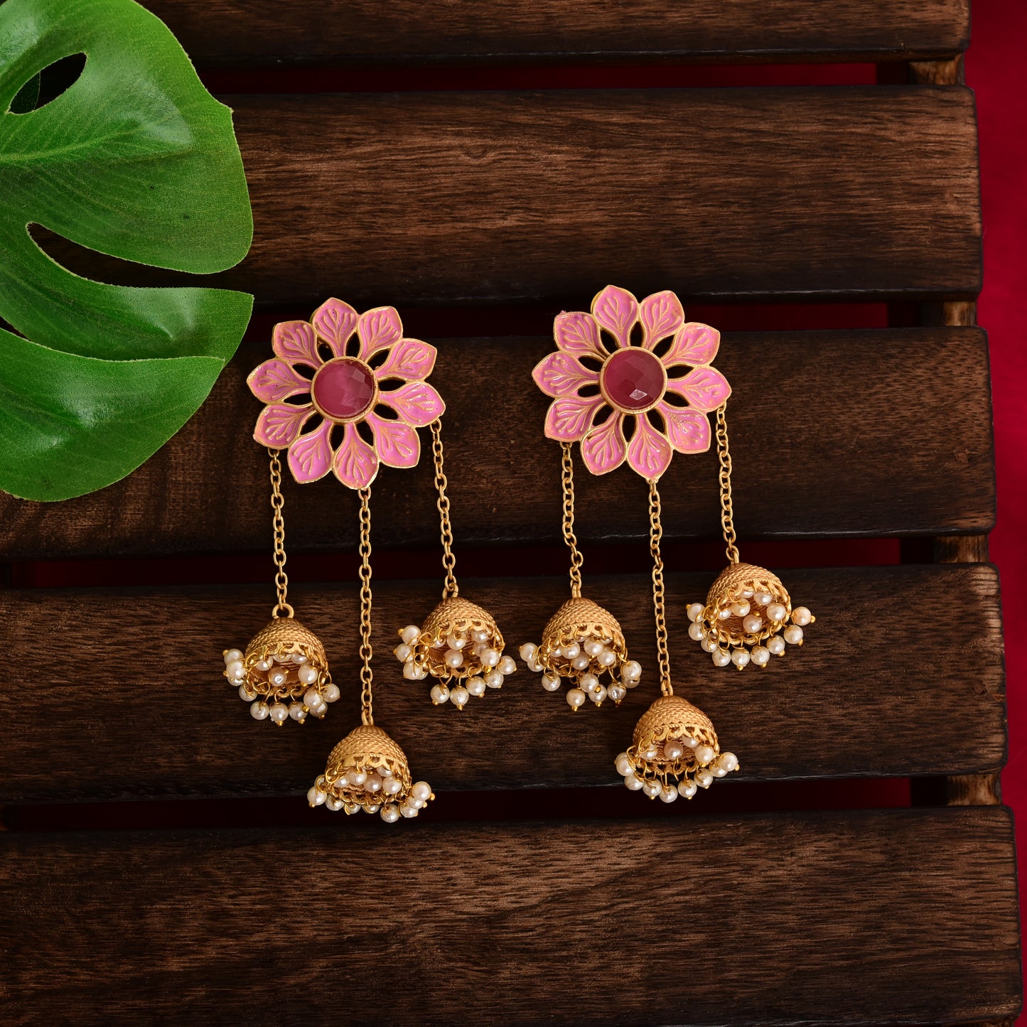 Tanusha Jewels Floral Jhumkis For Womens & Girls